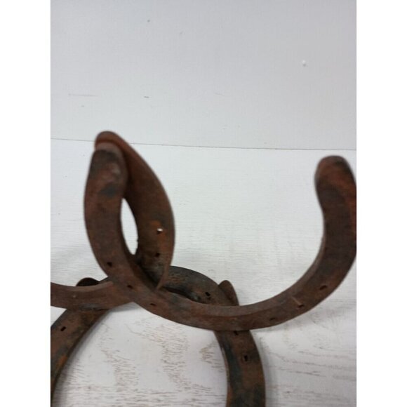 VTG 1970s Cast Iron Horse Shoe Book Holder Display Rustic Industrial Equastrian - Picture 3 of 11